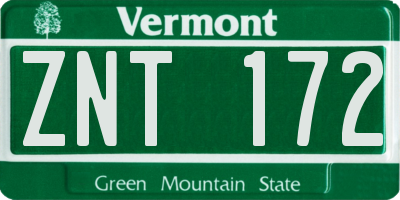 VT license plate ZNT172