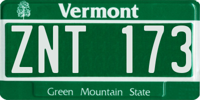 VT license plate ZNT173