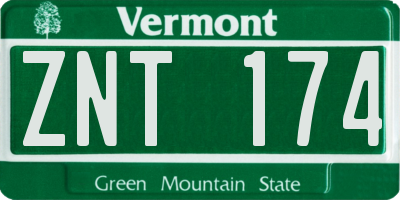 VT license plate ZNT174