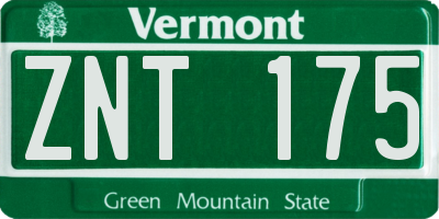 VT license plate ZNT175