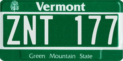 VT license plate ZNT177