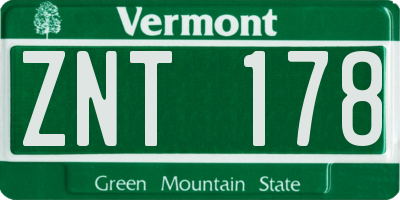 VT license plate ZNT178