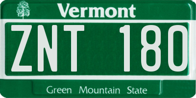 VT license plate ZNT180