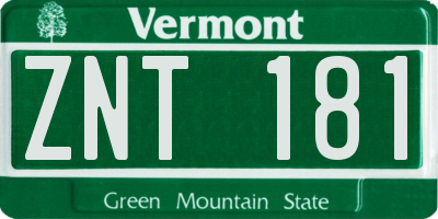 VT license plate ZNT181