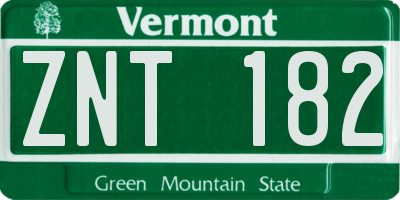 VT license plate ZNT182