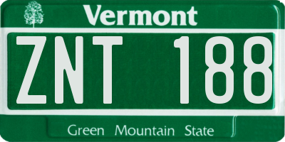 VT license plate ZNT188