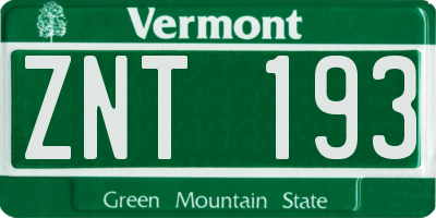 VT license plate ZNT193