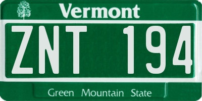 VT license plate ZNT194