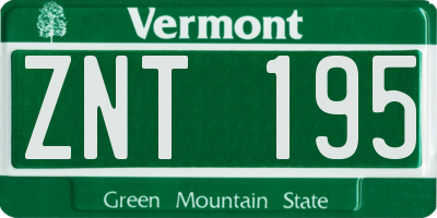 VT license plate ZNT195