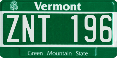 VT license plate ZNT196