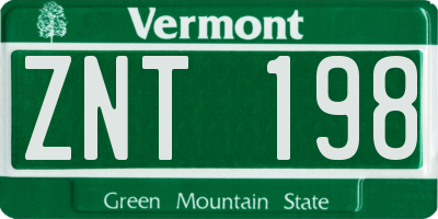 VT license plate ZNT198