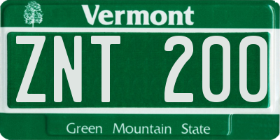 VT license plate ZNT200