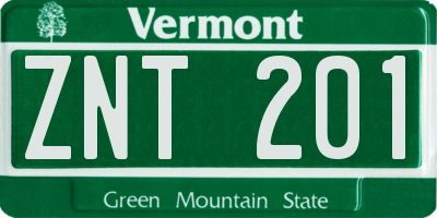 VT license plate ZNT201