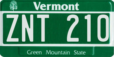 VT license plate ZNT210