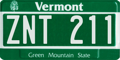 VT license plate ZNT211