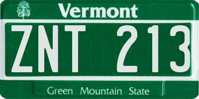 VT license plate ZNT213