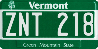VT license plate ZNT218