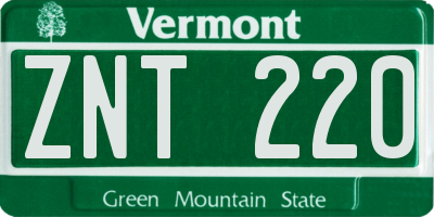 VT license plate ZNT220