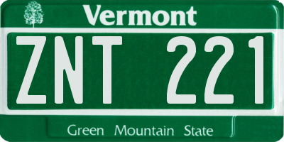 VT license plate ZNT221