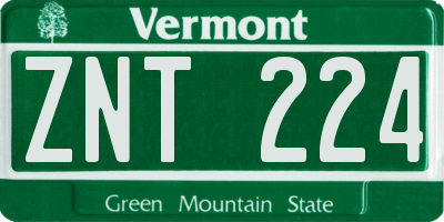VT license plate ZNT224