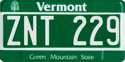 VT license plate ZNT229