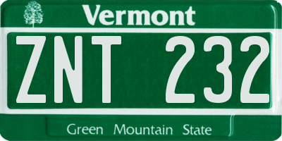VT license plate ZNT232