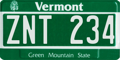 VT license plate ZNT234