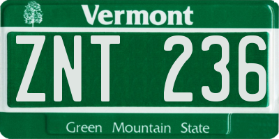 VT license plate ZNT236