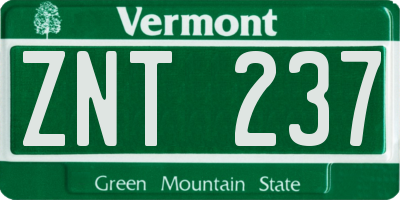 VT license plate ZNT237