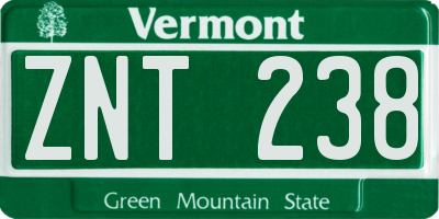 VT license plate ZNT238