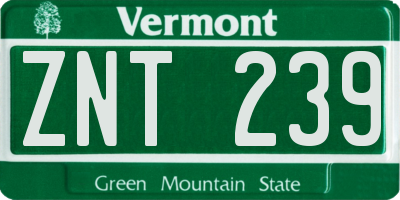 VT license plate ZNT239