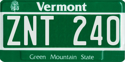 VT license plate ZNT240