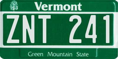 VT license plate ZNT241
