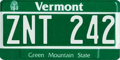 VT license plate ZNT242