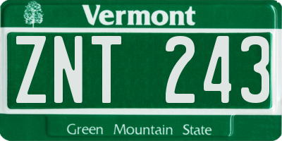 VT license plate ZNT243