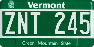 VT license plate ZNT245
