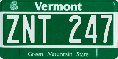 VT license plate ZNT247