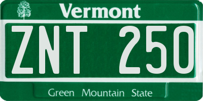 VT license plate ZNT250