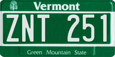 VT license plate ZNT251