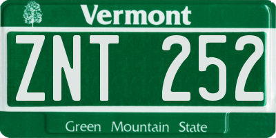 VT license plate ZNT252