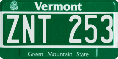 VT license plate ZNT253