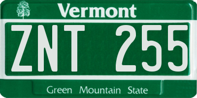 VT license plate ZNT255