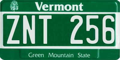 VT license plate ZNT256