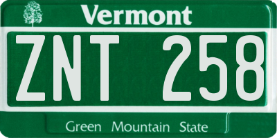 VT license plate ZNT258