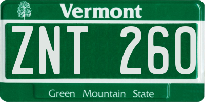 VT license plate ZNT260