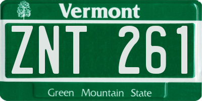 VT license plate ZNT261