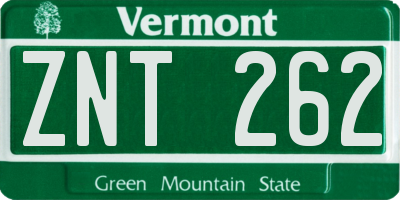 VT license plate ZNT262