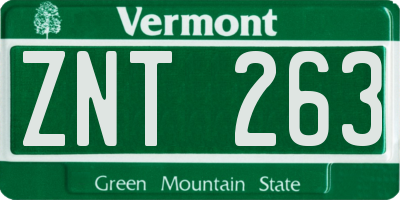 VT license plate ZNT263