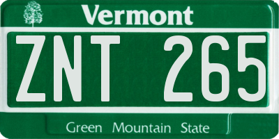 VT license plate ZNT265