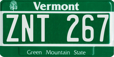VT license plate ZNT267